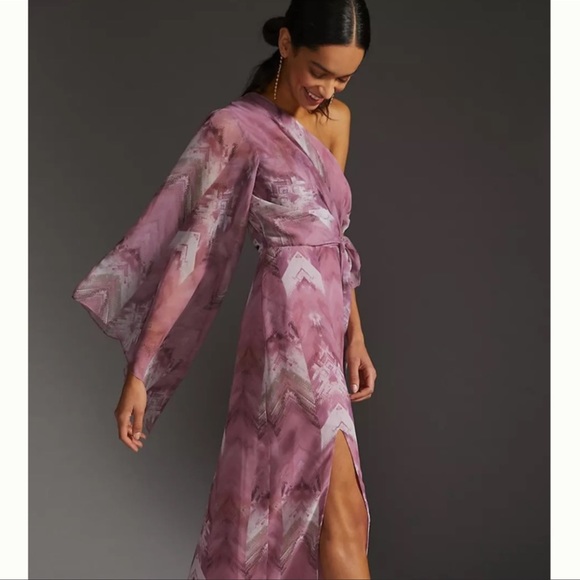 Anthropologie Nikita Mhaisalkar Sleek Soft One-Shoulder Sophisticated Dress - Picture 2 of 5